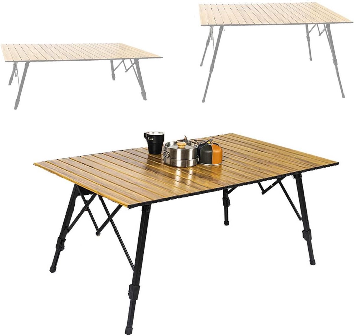 Opvouwbare campingtafel - Buitenmeubel - Outdoor recreatie - In hoogte verstelbaar - 120 x 60 cm - Aluminium