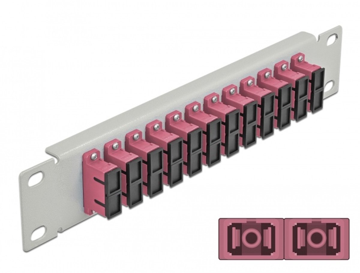 10 inch glasvezel patch panel 12 Poort SC Duplex Violet 1U Gray