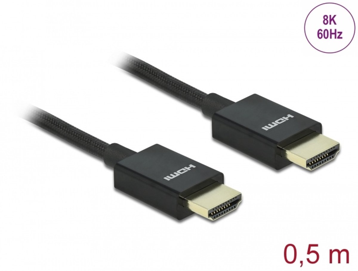 Coaxiale hoge snelheid HDMI -kabel 48 Gbps 8k 60 Hz zwart 0,5 m