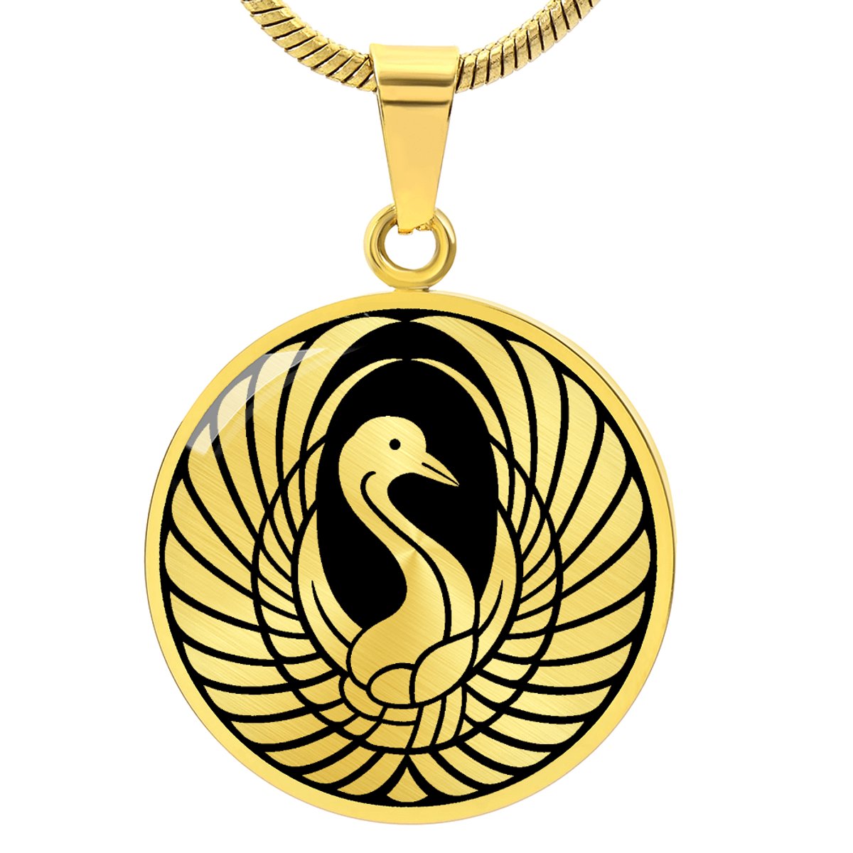 Symbolic Gifts - Zwaan Ketting Goud Kleurig Waterproof Elegant Swan Hanger - Premium Stainless Steel - Sieraad Cadeau - Verstelbaar 45 - 56 cm