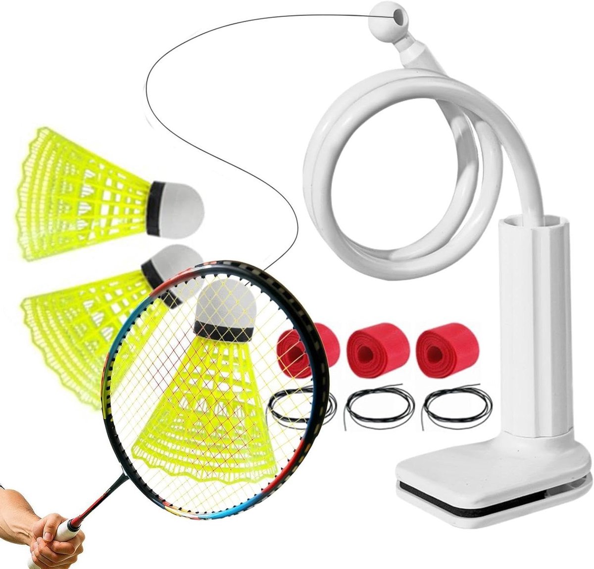 Badminton Trainer - Oefenapparaat Shuttle - Solo Training - Probleemloos Rebound Systeem - 78 Inch Koord - Veelkleurig