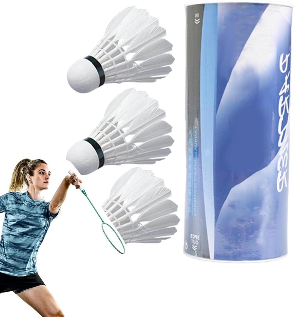 Badminton shuttles - Veerballen - Sport en spel - Hoge stabiliteit - 3 stuks - Wit