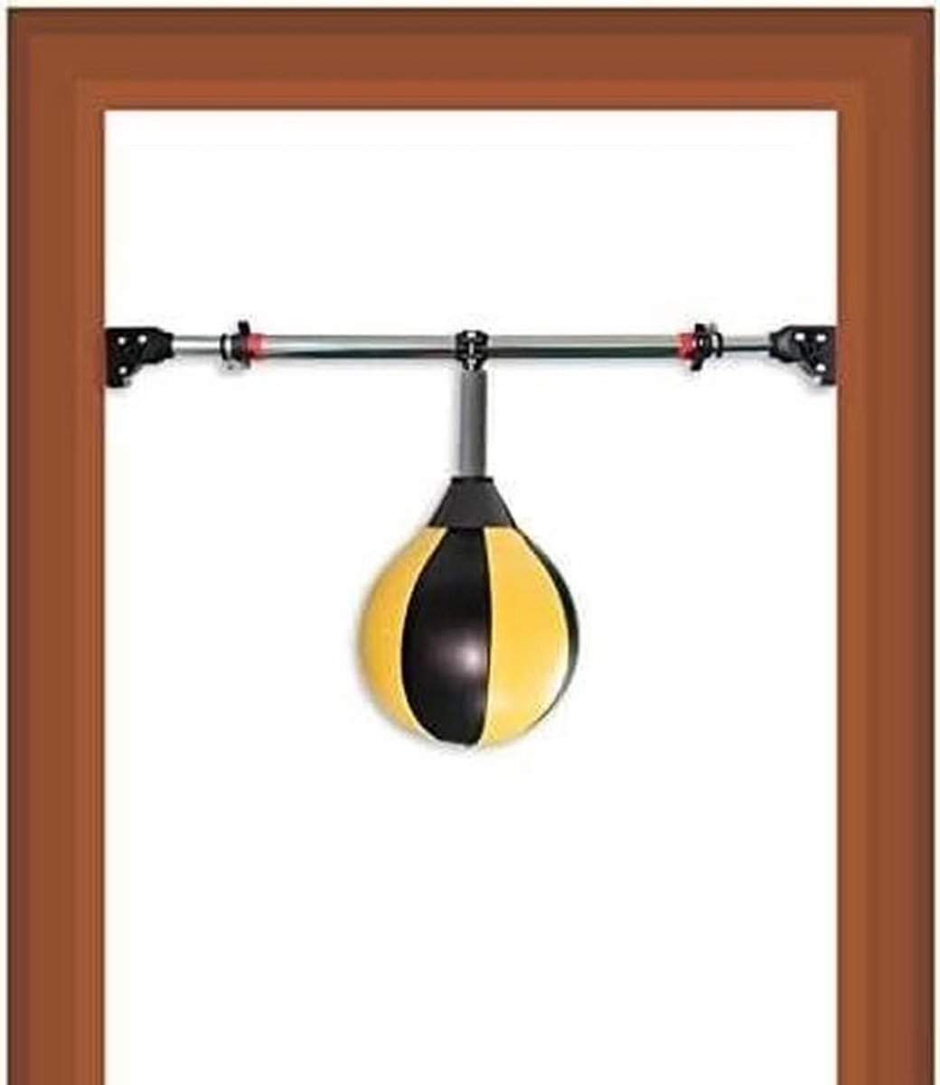 Boksbal Dubbel - Reflexbal Training - Coördinatie Trainen - Verstelbare Bevestiging - 30 cm - Zwart Geel