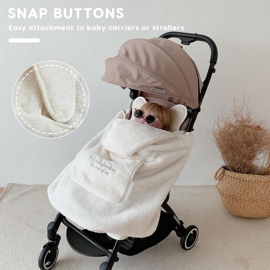 Baby Draaghoes - Winter Voetenzak - Baby Warm Houden - Met Capuchon - Universele Pasvorm - Beer — afbeelding 2