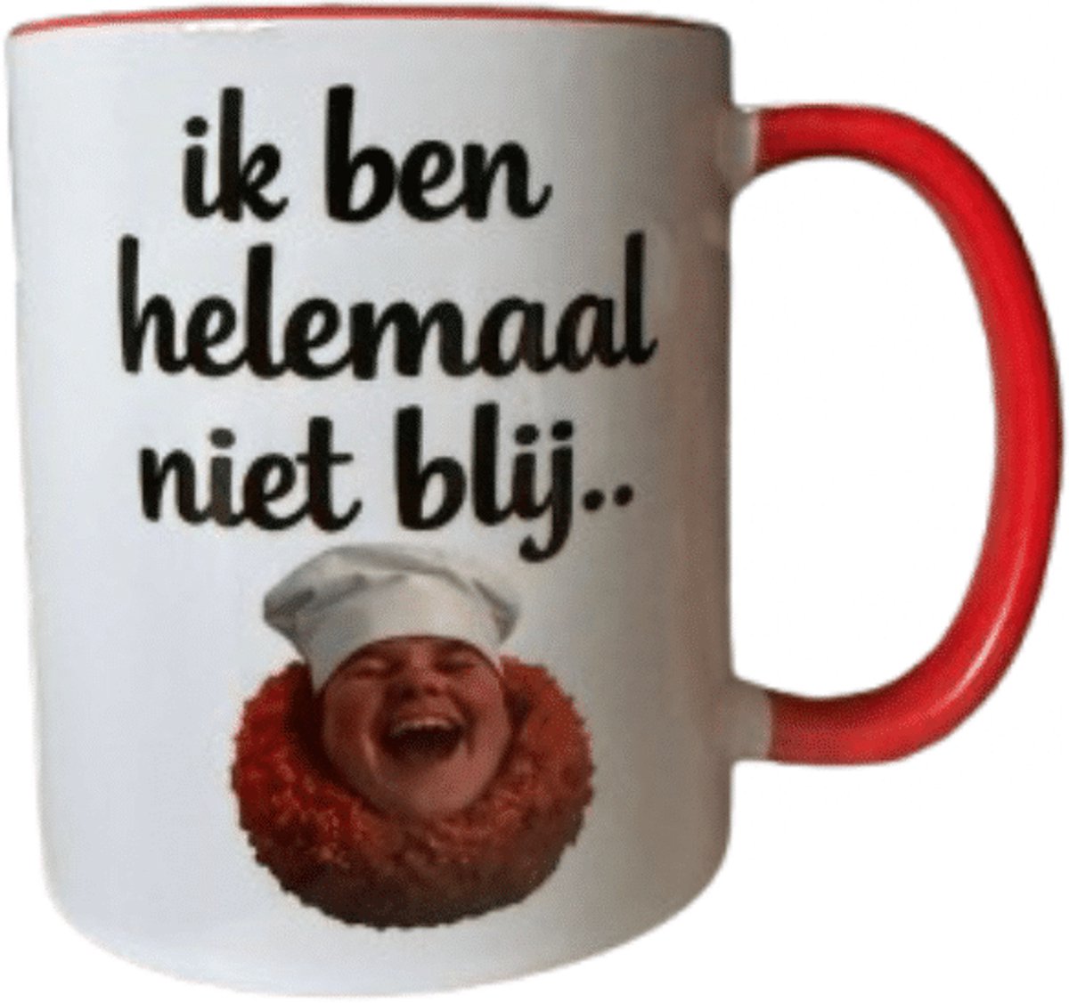 Britterbal mok - wit rode mok met rood handvat - 1 stuks