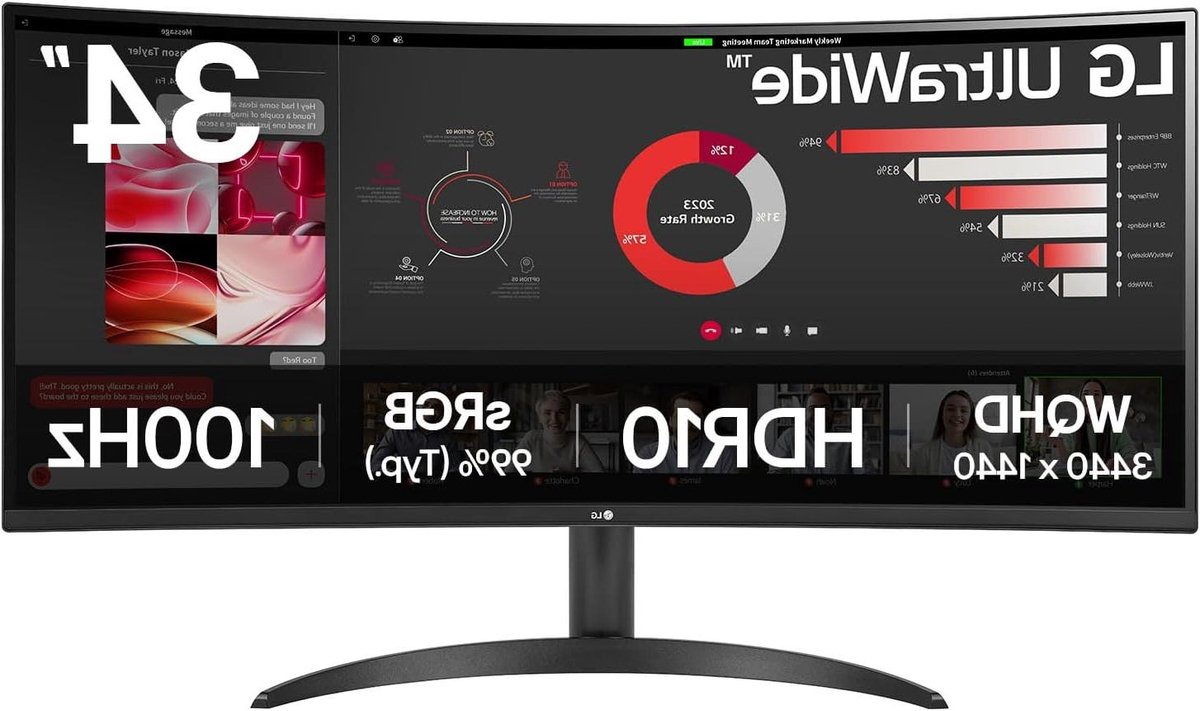 Gebogen PC Monitor - UltraWide Scherm - Multitasken en Creatie - QHD Resolutie 21:9 - 34 inch - Zwart