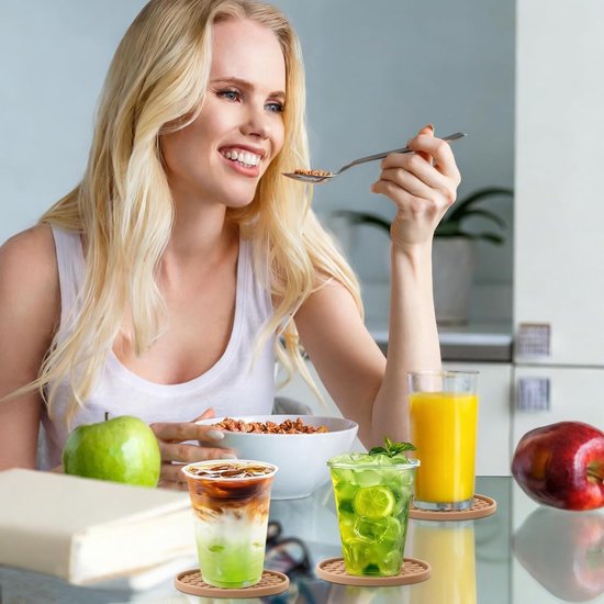 Dikke Antislip Siliconen Onderzetters met Houder - Hittebestendig, Vaatwasbestendig en Ideaal voor Glazen en Dranken (Set van 6) — afbeelding 4