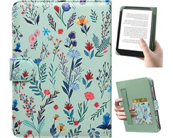 Universele beschermhoes voor 6.8" en 7" e-readers zoals Kobo Clara HD en PocketBook met ingebouwde pocket, bloemenpatroon