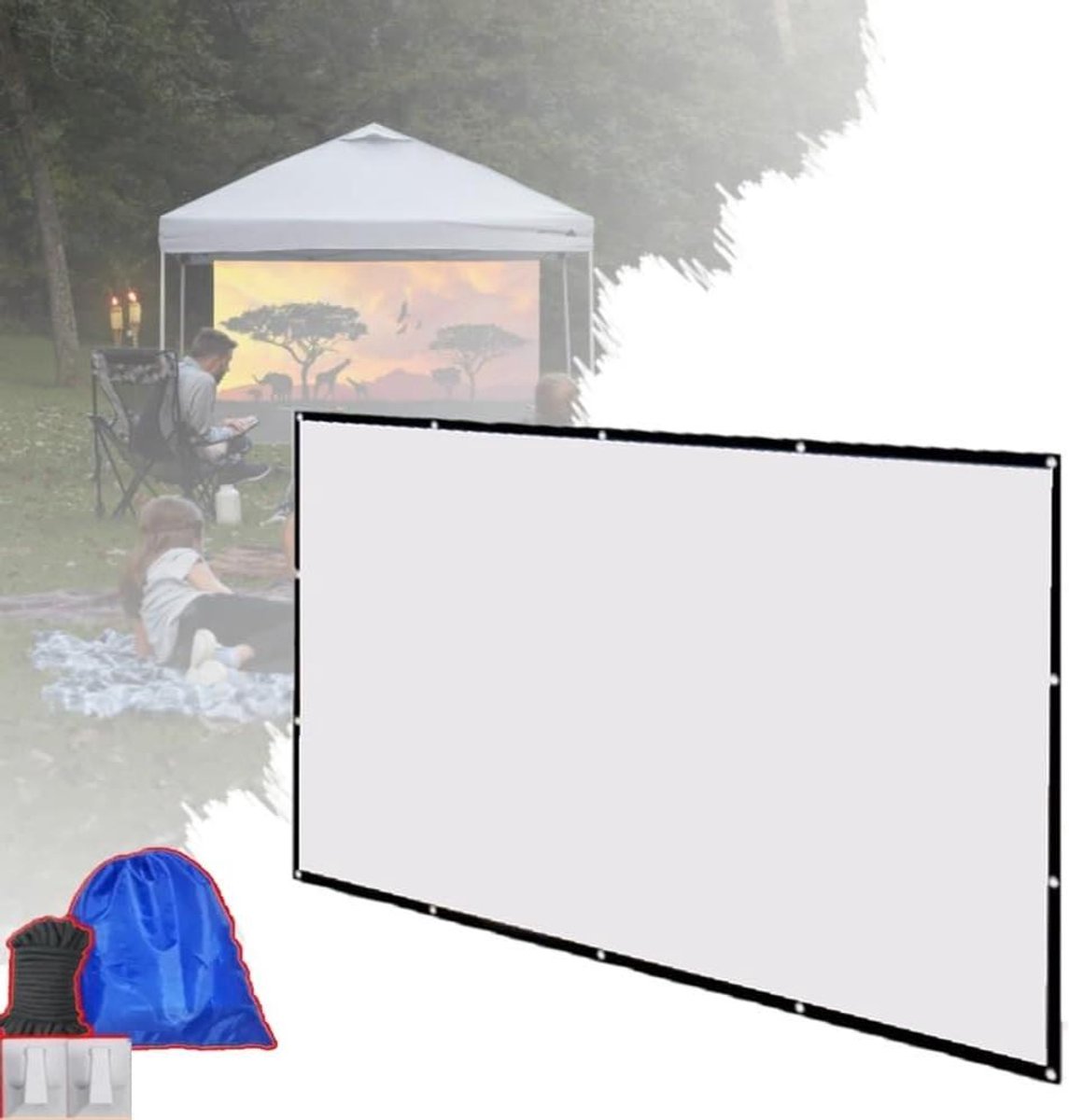 Projectiescherm Opvouwbaar - Filmscherm Draagbaar - Thuisbioscoop Ervaring - Hoge Resolutie Beeld - 84 inch 4:3 - Wit