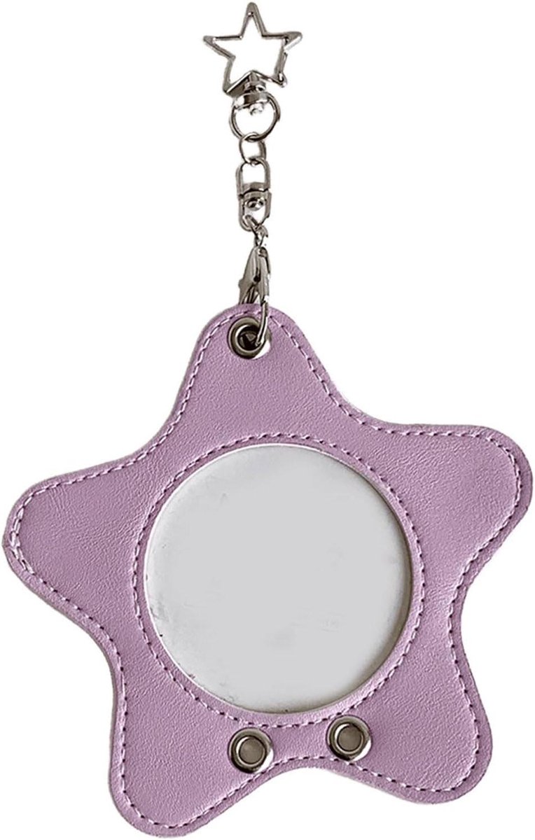 Fotokaarthouder Sleutelhanger - Badgehouder Kaarten - Kaarten Organiseren - Met Transparante Bescherming - 12 x 15 x 2 cm - Paars