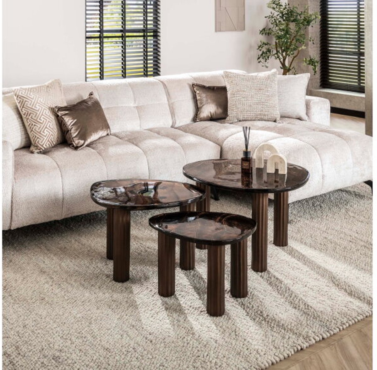 Meubelplaats Salontafel S Eclips - Koper antiek finish Naturel