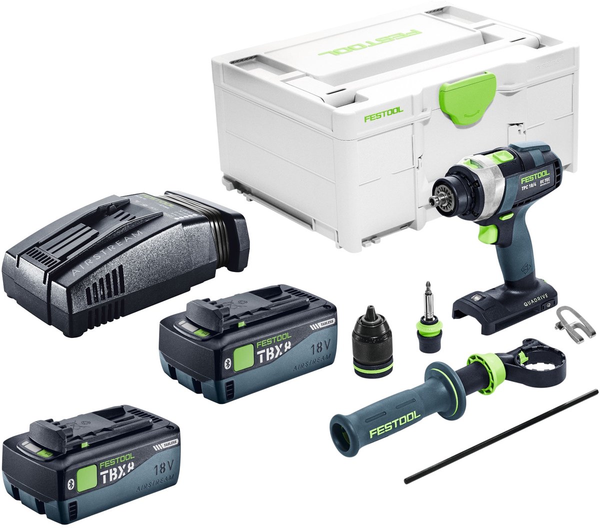 Festool TPC 18/4-Basic accu-slagboormachine 18 V 75 Nm borstelloos + 2x accu 8,0 Ah + snellader + Systainer