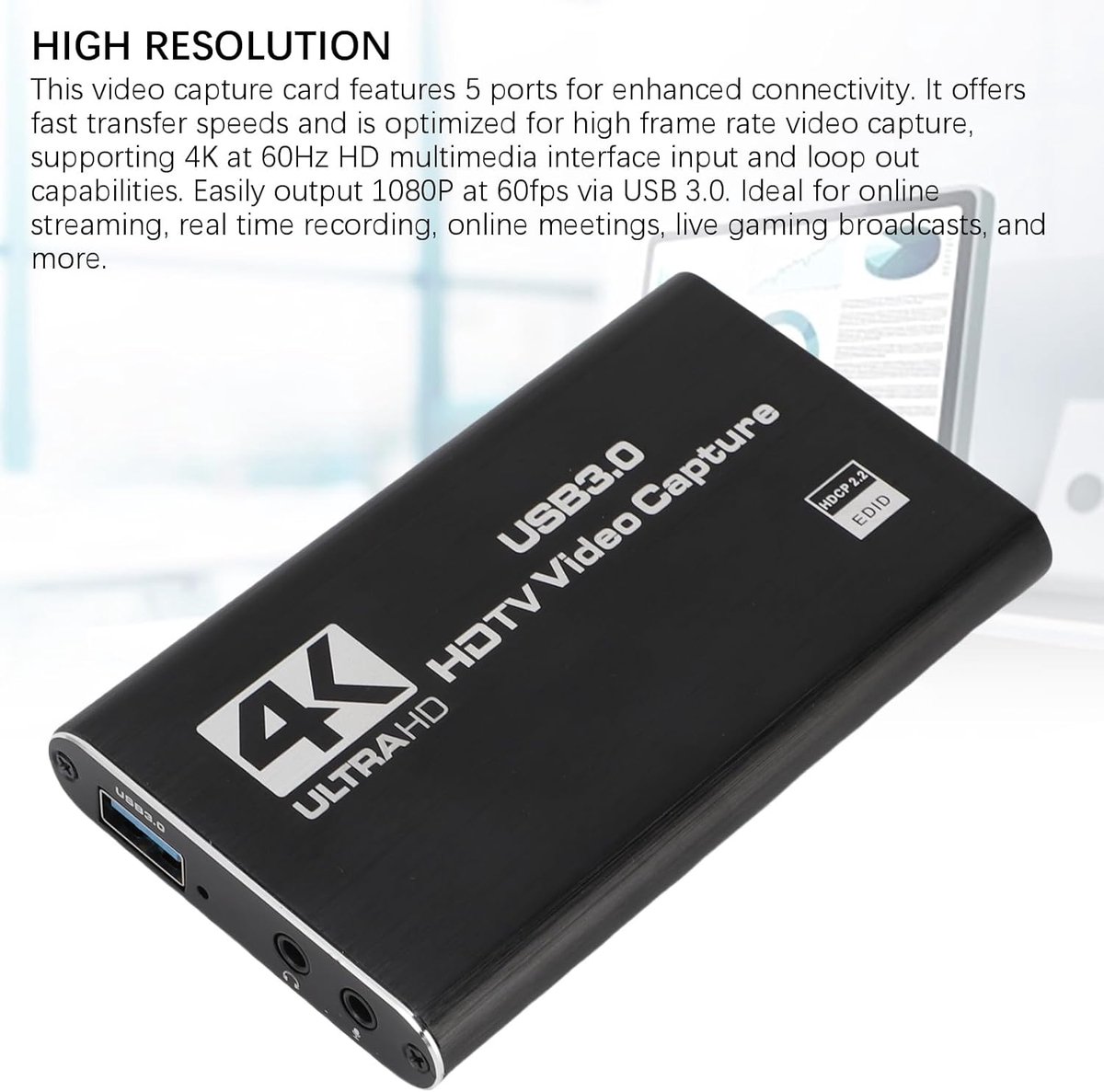 Video Capture Card - HDMI naar USB - Live Streaming - 4K 60Hz Invoer - 1080p 60fps Uitvoer - Aluminium thumbnail 3