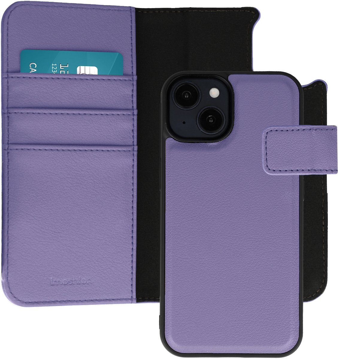 imoshion Hoesje - Geschikt voor Apple iPhone 14 - Uitneembare 2-in-1 Luxe Bookcase - Paars