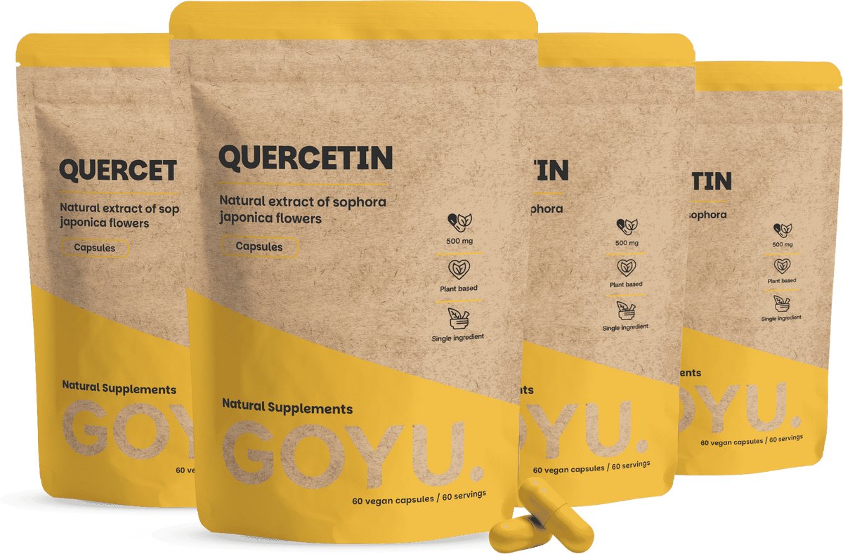 GOYU Quercetine 500 mg Combideal 4x 60 Capsules - Immuunsysteem - Vegan - Zonder toevoegingen - Lab getest - 60 dagen voorraad per zakje -