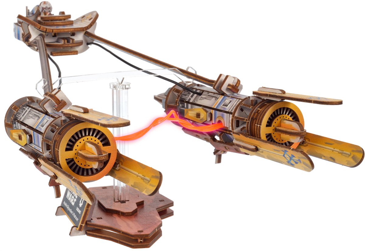 UGEARS 3D Modelbouw - Anakin Skywalker's Podracer - Star Wars - Mechanisch Bouwpakket Hout - Educatief Speelgoed — afbeelding 11