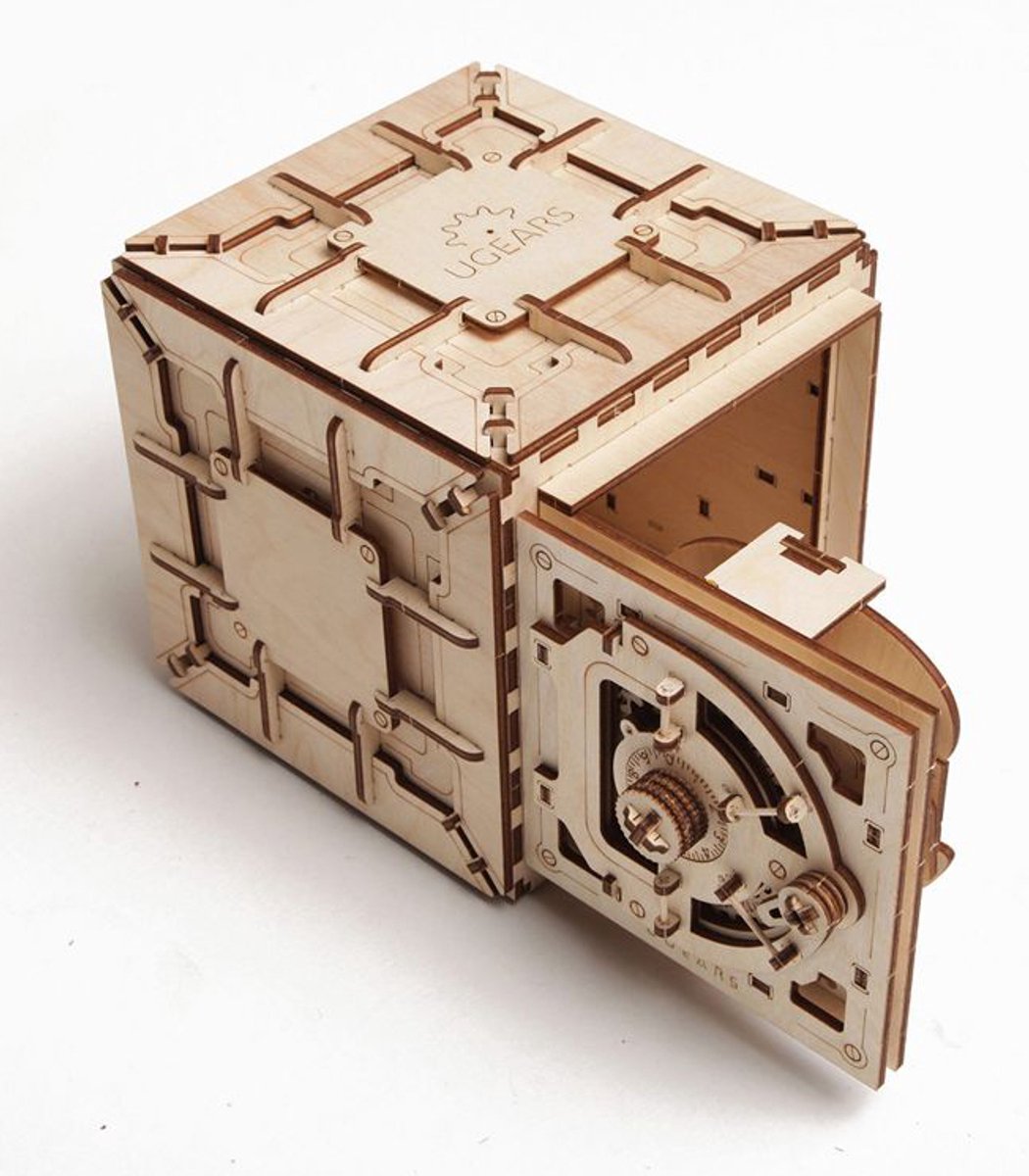 UGEARS 3D Modelbouw - Kluis - Mechanisch Bouwpakket Hout - Educatief Speelgoed — afbeelding 9