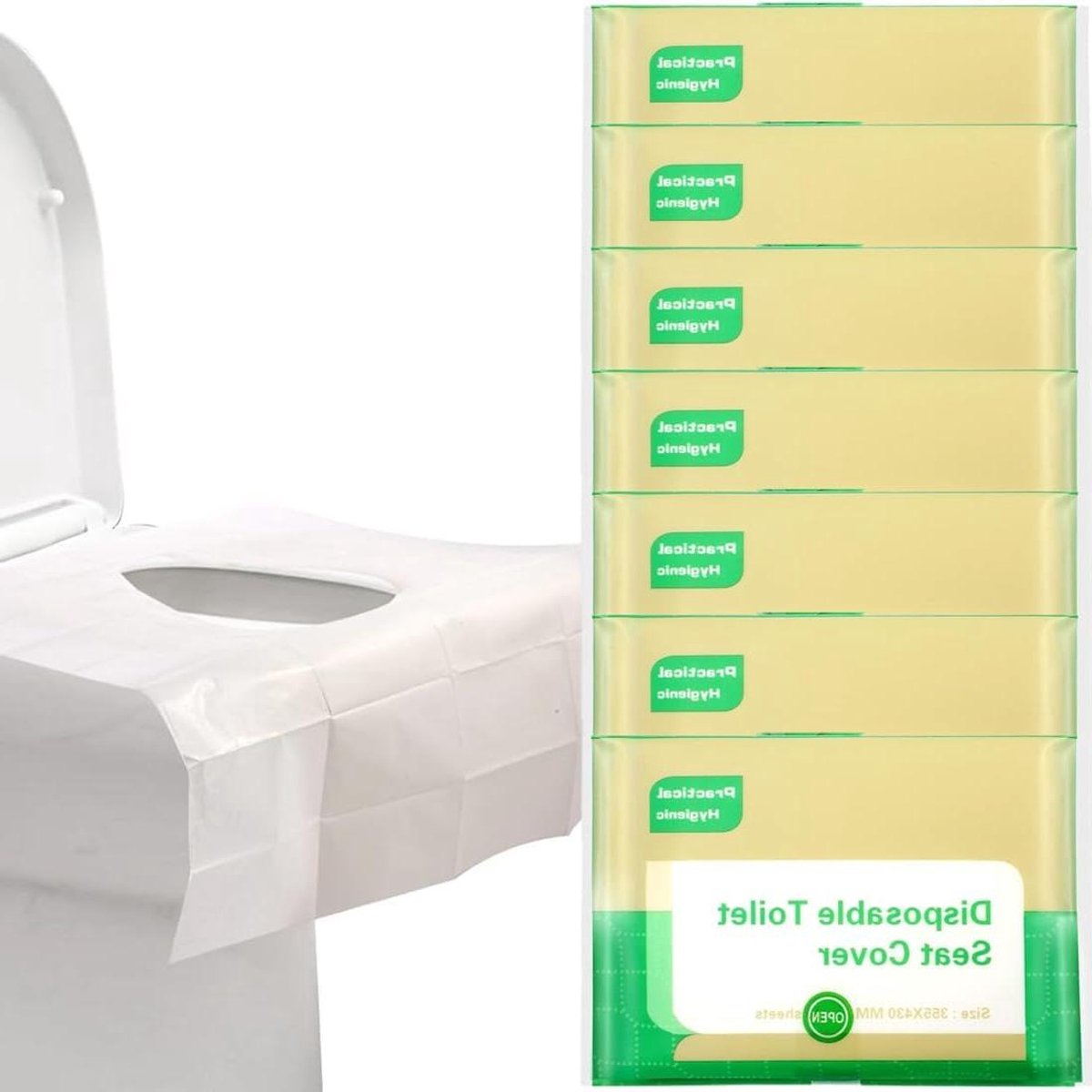 Wegwerp toiletbrilhoezen - Toiletbedekking Reis toilet - Hygiënisch reizen - Biologisch afbreekbaar - 425 x 360 mm - Wit