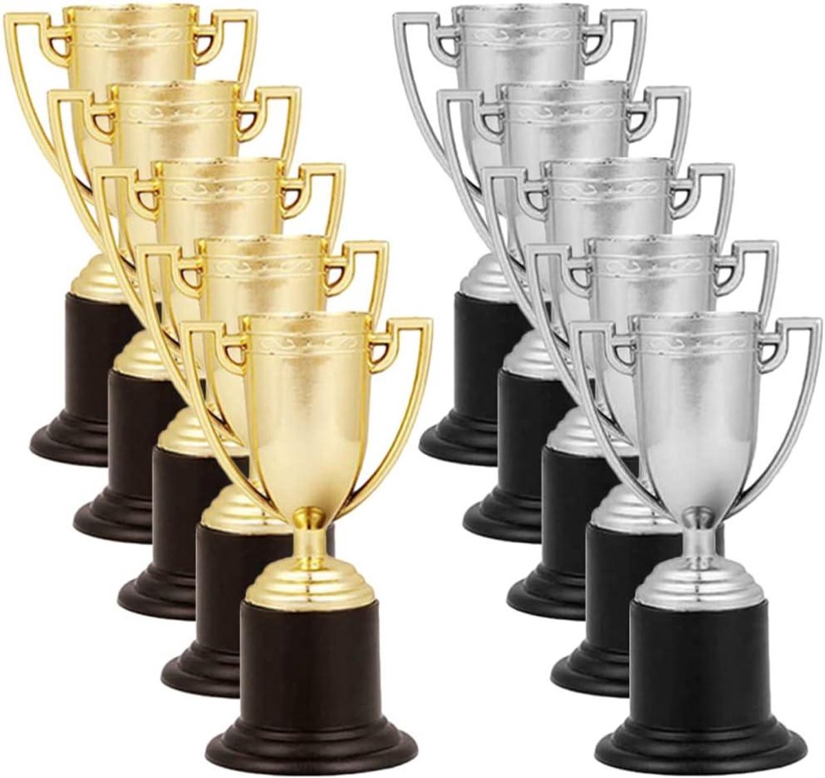 Kleine Trofee Speelgoed - Winnaar Bekers - Kinder Prijzen - Lichtgewicht ABS Materiaal - 10 cm - Goudkleurig