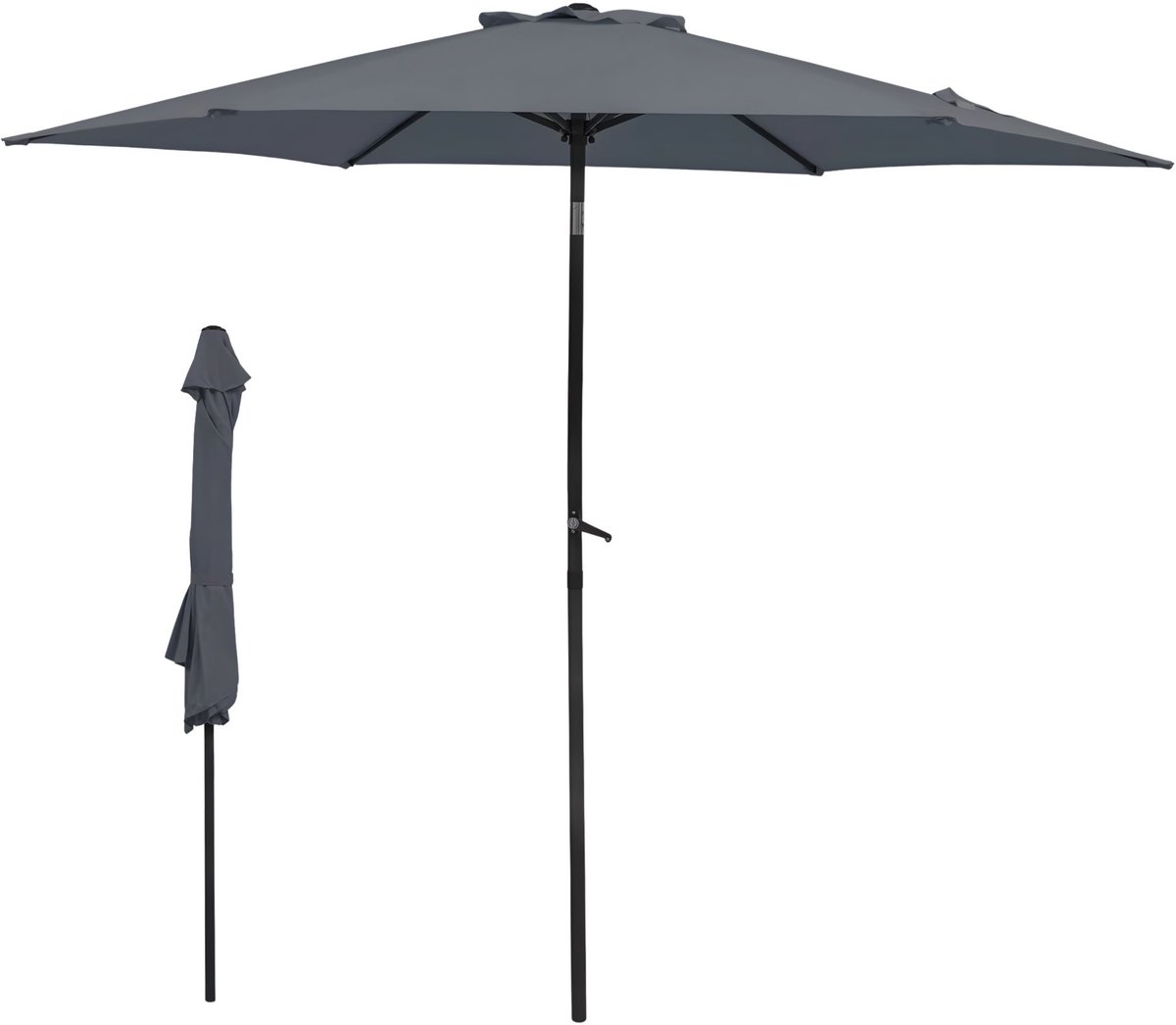 Parasol – Voor tuin of terras – Marktparaplu met slinger – Donkergrijs, 270 cm