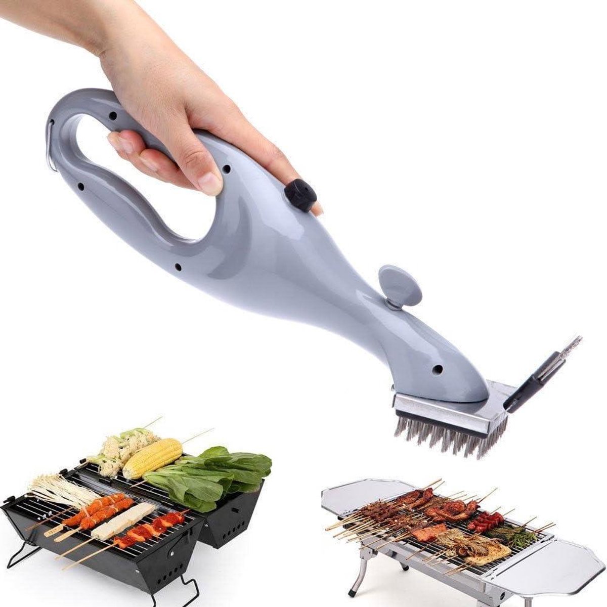 Barbecue Stoom Reiniger Grill Borstel Barbecue Schoonmaken Natuurlijke Stoomreiniging Ergo Easy-Grip Zwart