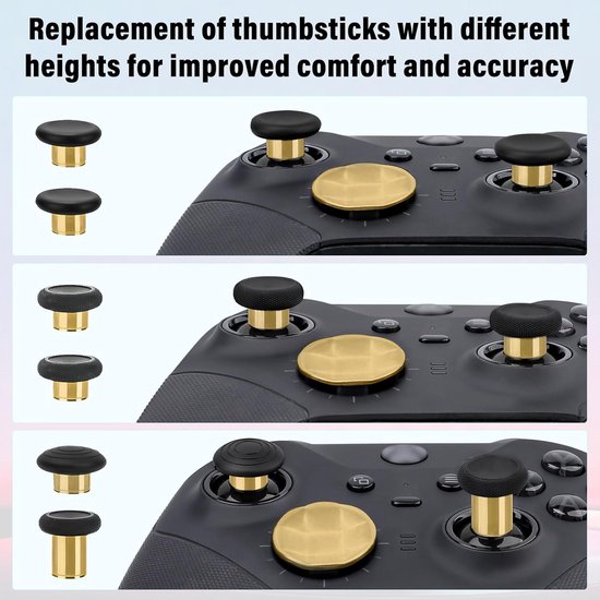 Metal Thumbsticks Set - Controller Knoppen Kit - Controller Upgraden - Magnetische Bevestiging - 13 Delig - Chroom Goud — afbeelding 4