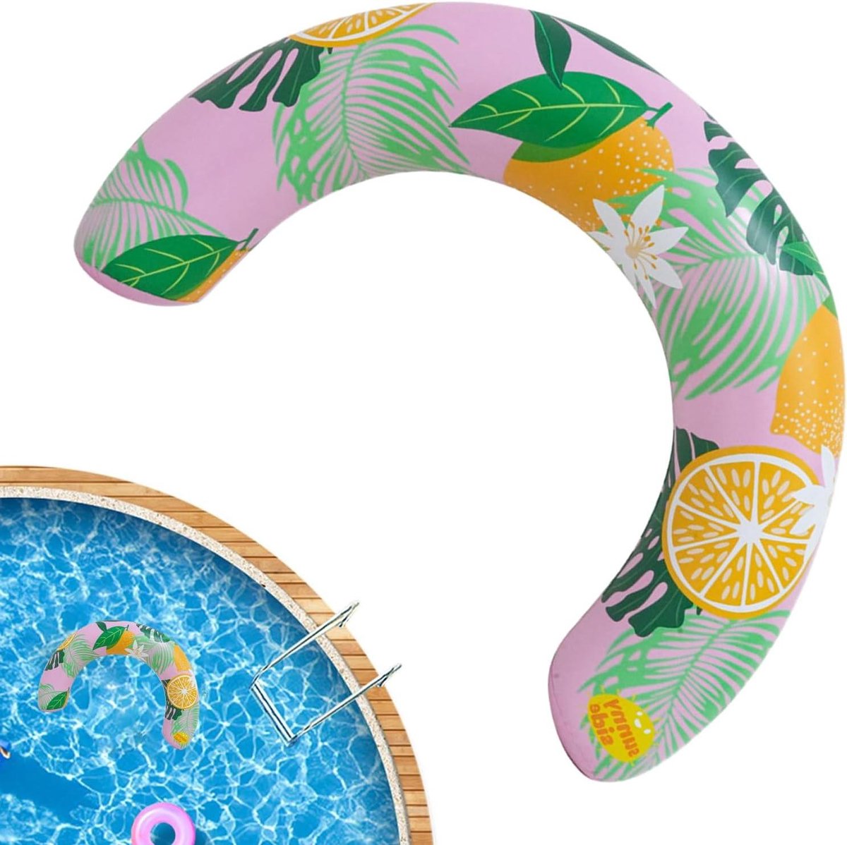 Opblaasbaar Zwembad Ligbed - Luchtbed Water Zwembad Drijver - Ontspannen op Water - U-vormige Lendensteun - 75x50 cm - Roze