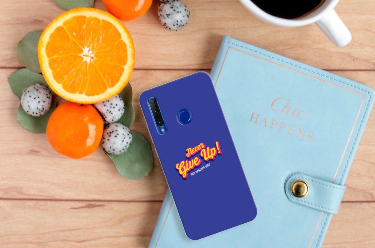 Honor 20 Lite Siliconen hoesje met naam Never Give Up