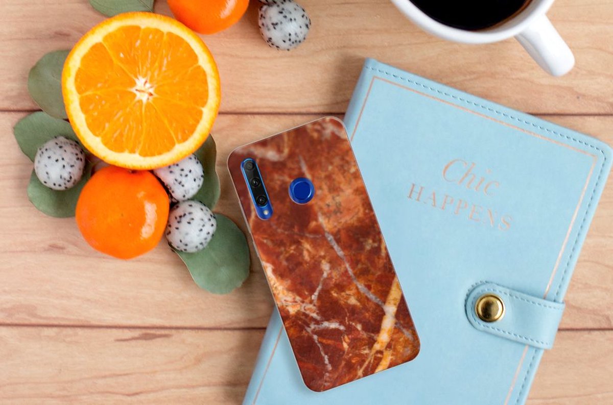 Honor 20 Lite TPU Siliconen Hoesje Marmer Bruin