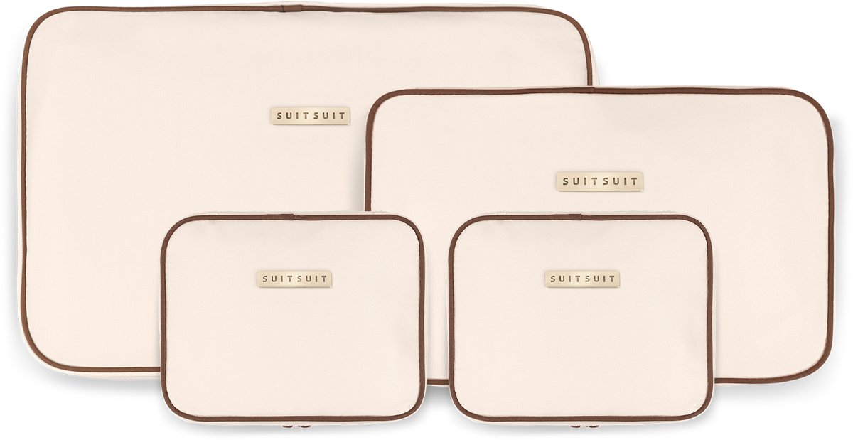 Bol.com SUITSUIT Fab Seventies - Packing Cubes - Set van 4 - Reiskoffer 76 cm - Koffer organizer set - Bagage organizers - Wit aanbieding