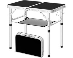 MakkelijkMooi Lichtgewicht Kampeertafel - Campingtafel - Ingeklapt 40x30 cm - Verstelbaar in 4 hoogtes - met Opbergnet en Haken