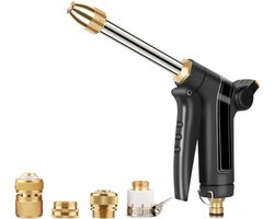 Waterpistool-drukspuit- Professionele Lange Gietlans - Heavy Duty Hogedruk Tuinspuit van Metaal - Tuinspuitpistool voor Auto wassen, Planten water geven, Terrasreiniging en Huisdieren-5-delige set
