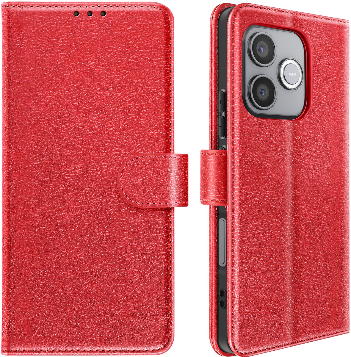 Avizar Etui Geschikt voor Honor 600 Lite Chesterfield met Standaardfunctie, Rood