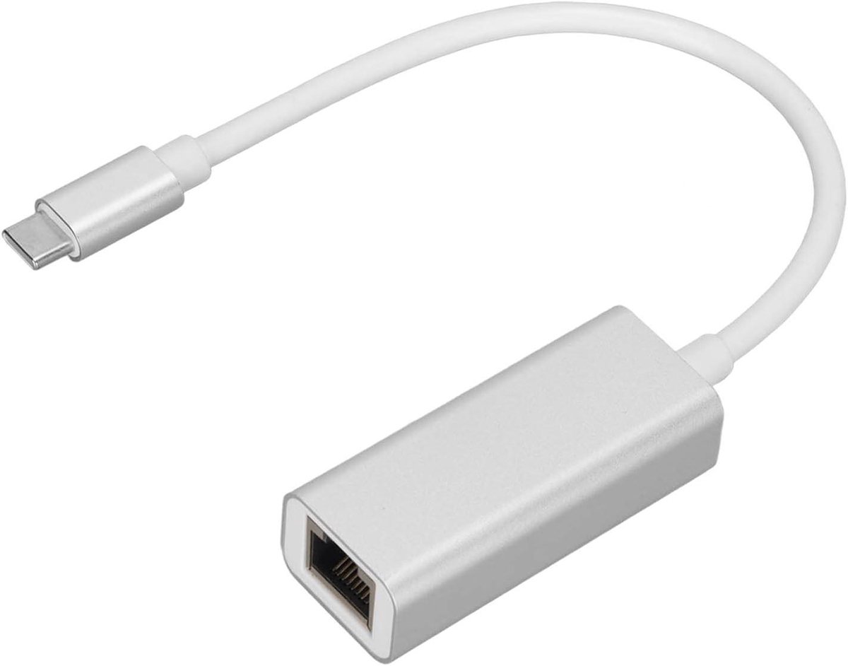 USB C Ethernet Adapter - Netwerk Kabel - Stabiele Internet Verbinding - Gigabit Snelheid 1Gbps - Compact Ontwerp - Zilver