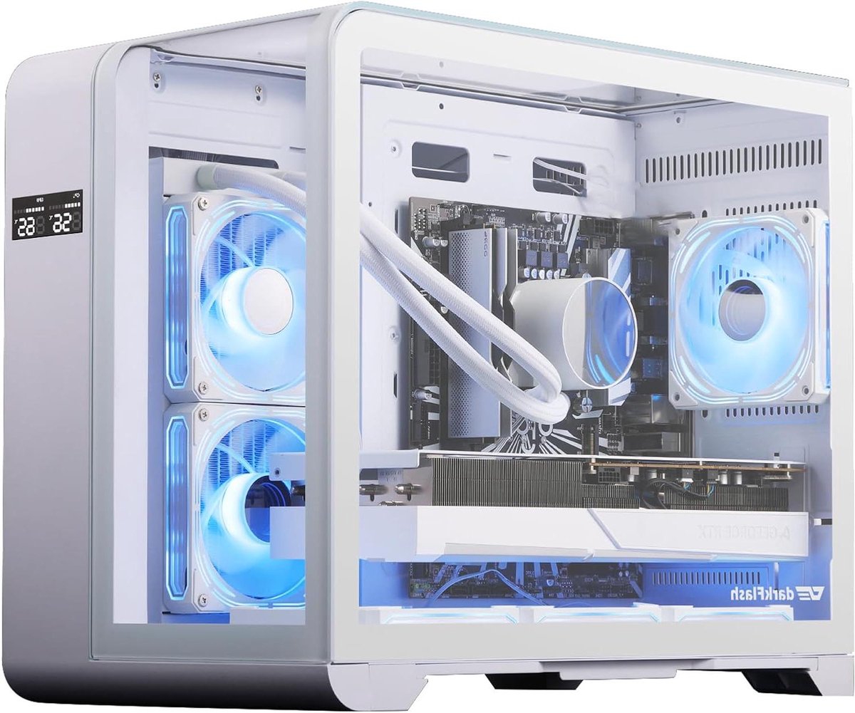 Gaming PC Behuizing - Computerkast Midi-tower - Componenten Beschermen - Drie Glaspanelen - ATX - Wit
