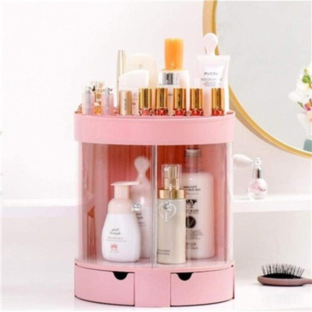 Make-up Organizer - Sieradenhouder Opbergdoos - Cosmetica Opbergen - Draaibare Lades - 26x24x28.8cm - Wit