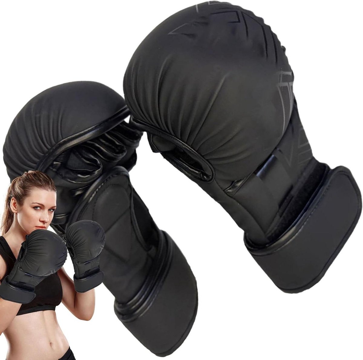 Bokshandschoenen - Trainingshandschoenen - Fitness Training - Flexibele Vingers Grip - 22 x 12 cm - Zwart