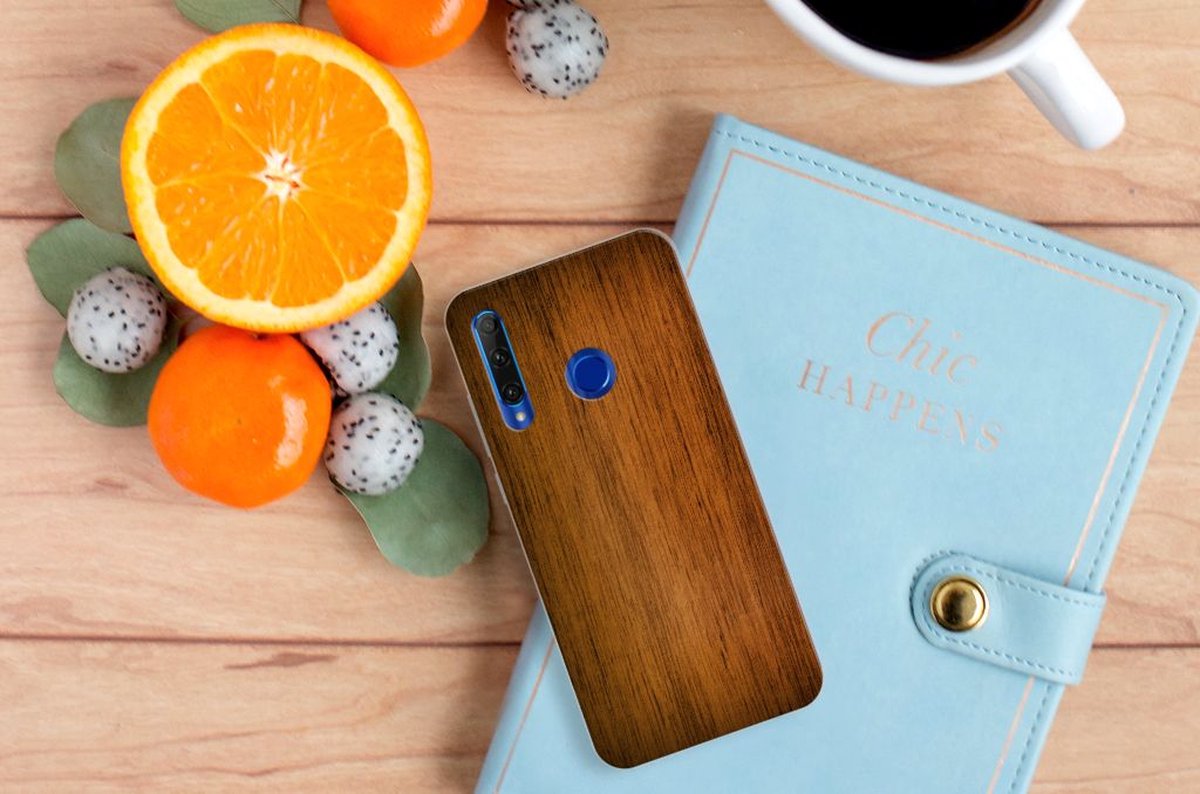 Honor 20 Lite Bumper Hoesje Donker Hout