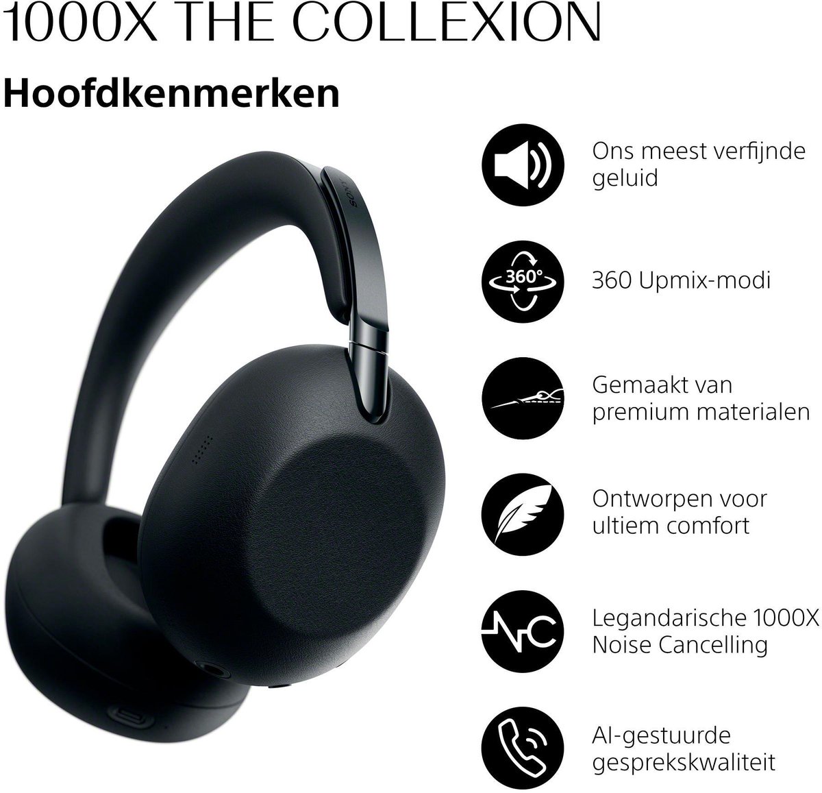 Sony 1000X The Collexion – Premium draadloze koptelefoon met Noise Cancelling - Zwart – foto 5