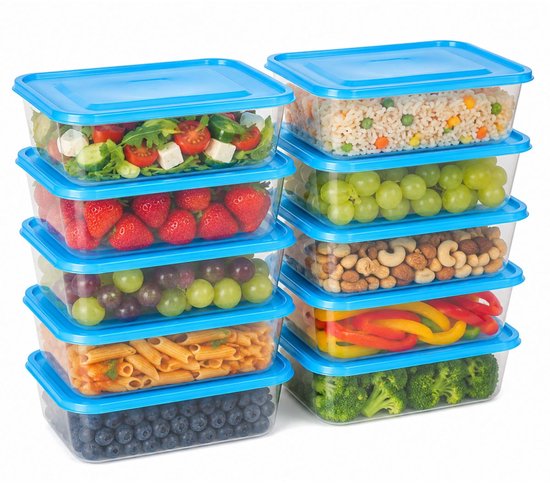 Tom Boîtes de rangement 600 Ml Transparent / bleu 20 pièces