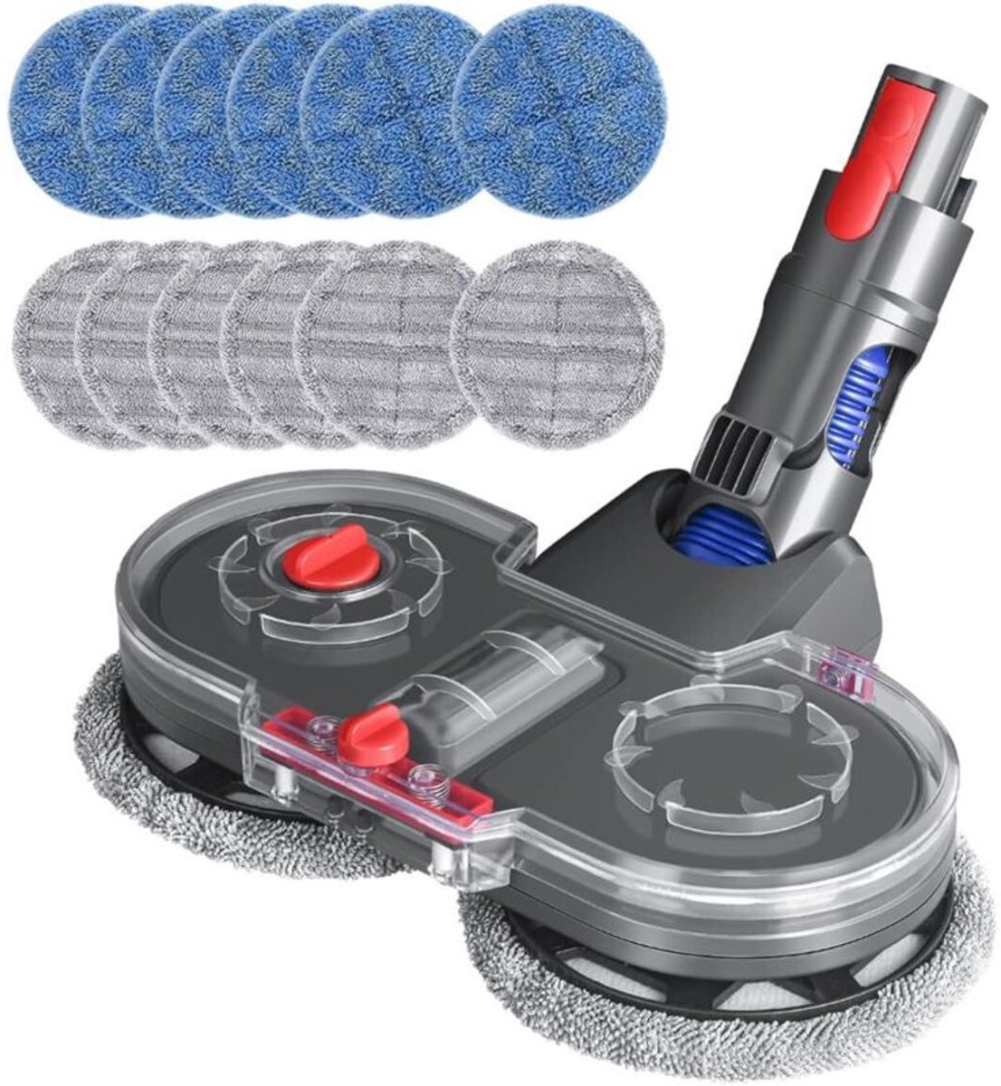 Elektrische dweilkop Geschikt voor Dyson V15 V11 V10 V8 V7 stofzuigers, met een afneembaar waterreservoir en 12 wasbare dweilpads.
