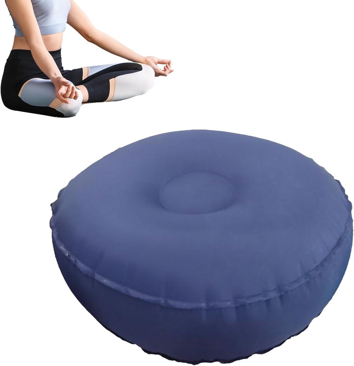 Opblaasbaar Kussen - Zitkussen Meditatie - Ontspanning Oefeningen - Verbeterde Stabiliteit - 25 x 20 x 20 cm - Donkerblauw