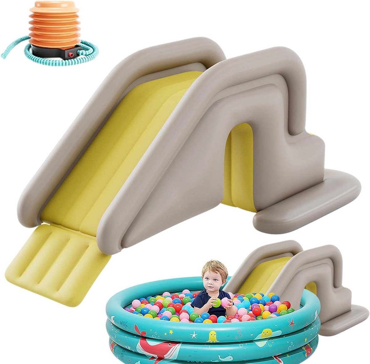 Kinderbadglijbaan - Waterspeelplaats - Buiten spelen - Kantelbeveiliging - 200 cm breed - Geel