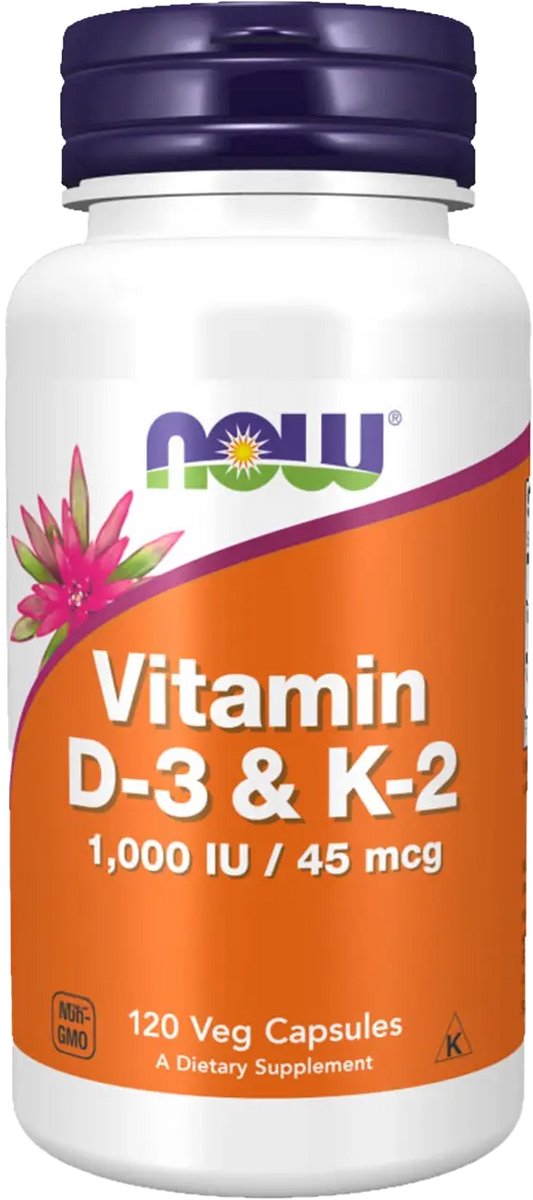 Now Foods - Vitamine D3 & K2 - 120 capsules