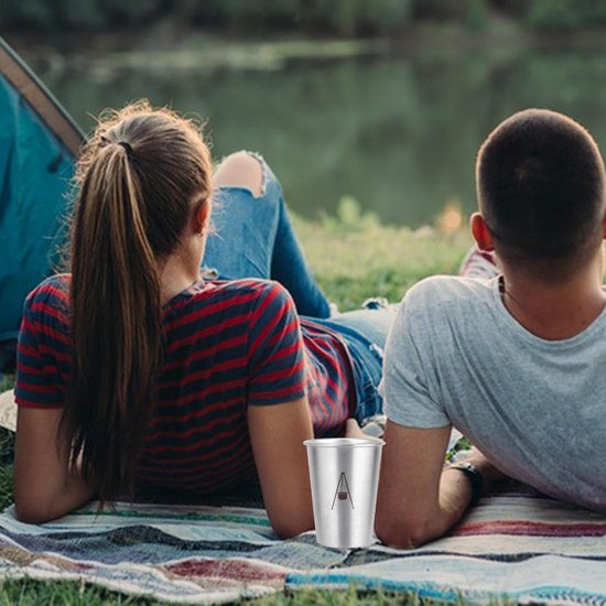 Roestvrijstalen Beker - Veldbeker Metaal - Outdoor Drinken - Stapelbaar Ontwerp - 350 ml - Zilverkleurig — afbeelding 2