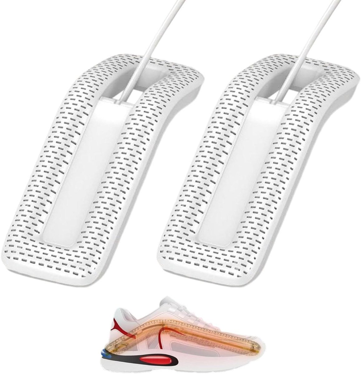 Elektrische Schoenendroger - Schoenwarmer Waterdicht - Schoenen Drogen - 360 Graden Warmte - 17 x 6 x 5.5 cm - Wit