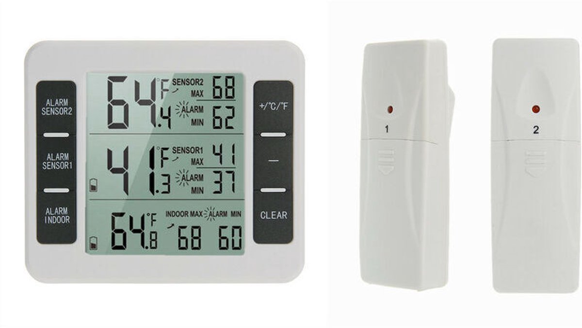 Digitale vleesthermogeschikt voorer geschikt voor groot lcd-scherm, geschikt voor rookovens, gewone ovens, keukens, gastronomisch koken, grillen en roosters - inclusief timer en roestvrijstalen temperatuursonde.