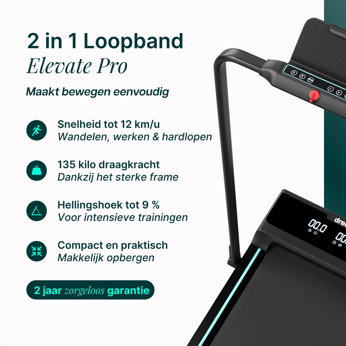 Dreaver Elevate Pro inklapbare loopband met helling thumbnail 4