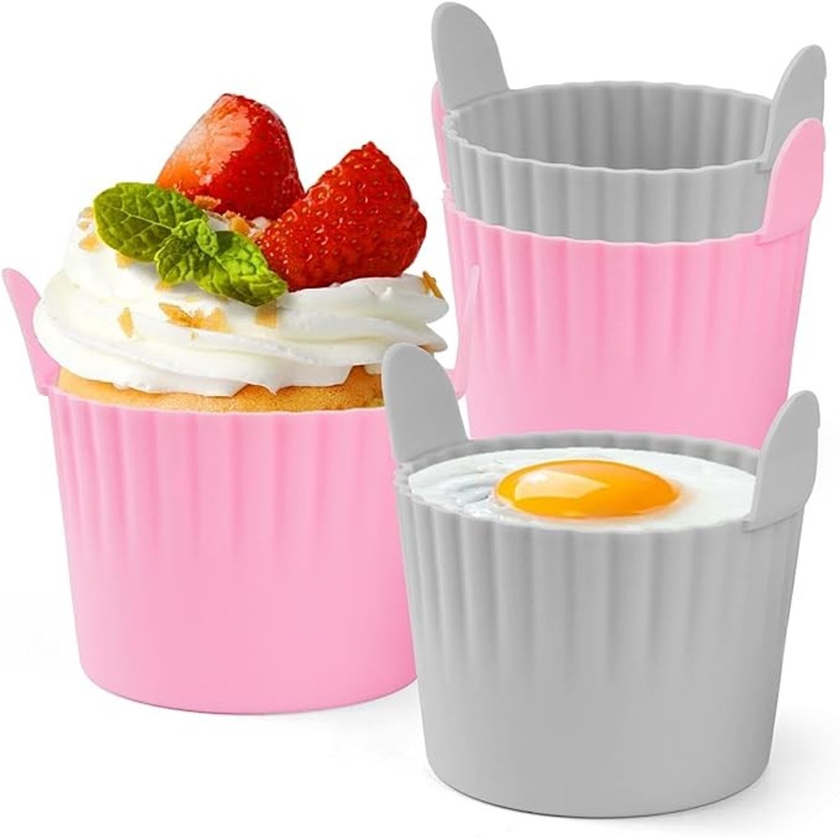 Bakjes voor Airfryer, 4 stuks Airfryer Ei Poacher BPA-vrij, Grote Muffin Hoesjes voor Airfryer, Gepocheerd Ei Vorm voor Airfryer Accessoires