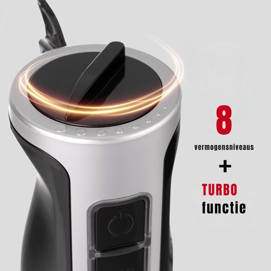 KAD® Staafmixer Set - Staafmixer met Hakmolen Set - Multi-Functionele Handmixer - Inclusief Mengbeker & Garde - Zwart - 24cm x 18cm x 19cm van Kad — afbeelding 2